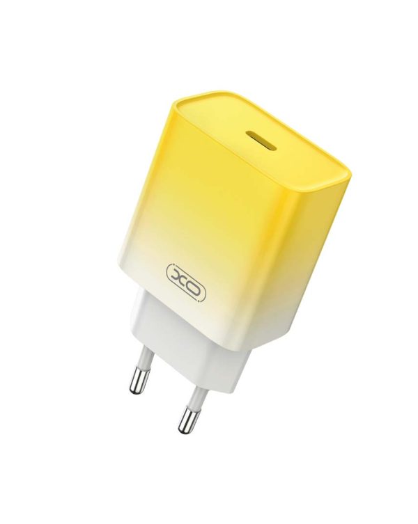 XO CE18 USB-C Φορτιστής Γρήγορης Φόρτισης EU 30W (Κίτρινο)