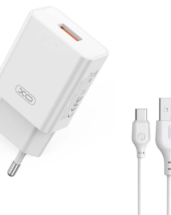 XO L127 USB-A QC18W Φορτιστής Γρήγορης Φόρτισης με Type-C Καλώδιο