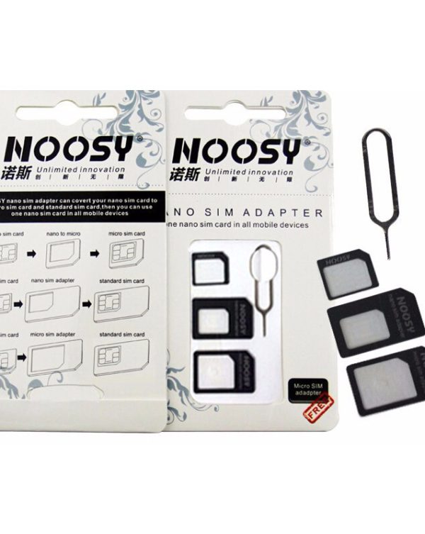 NOOSY Nano Sim & Micro Sim Adapter 4 in 1 Black