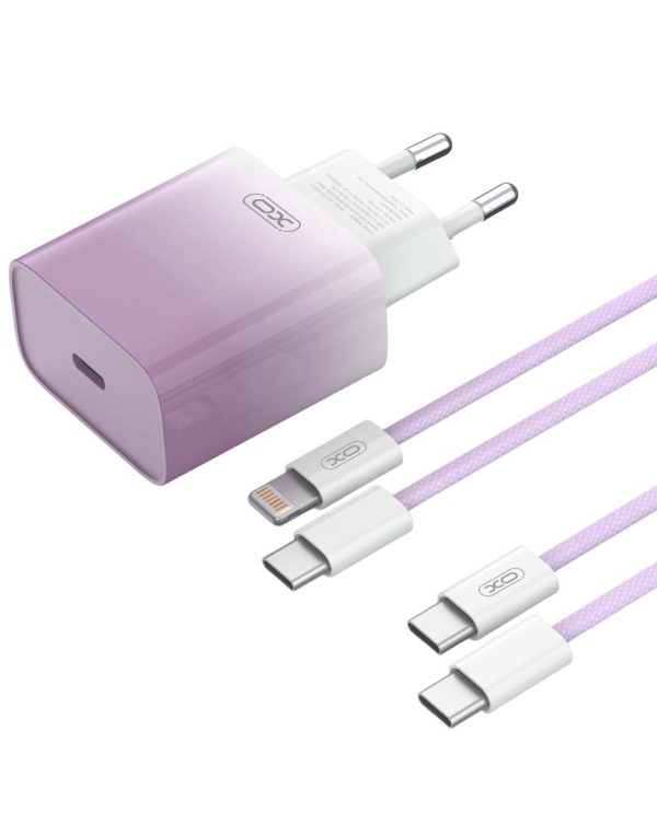 XO CE18 Φορτιστής Γρήγορης Φόρτισης EU 30W USB-C Με Type-C Καλώδιο (NB260) Μωβ