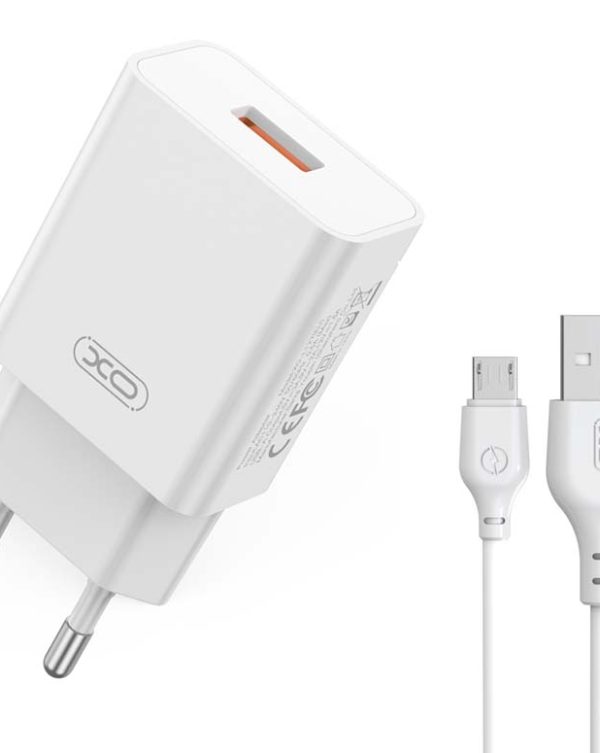 XO L127 USB-A QC18W Φορτιστής Γρήγορης Φόρτισης με Micro Καλώδιο
