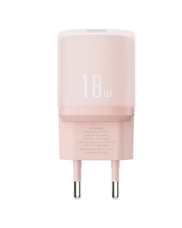 XO L157(EU) QC3.0 18W Φορτιστής Ροζ