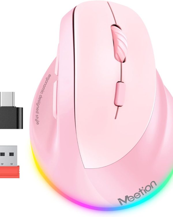 Meetion MT-BTM010R Δεξί Εργονομικό Ασύρματο Ποντίκι Ροζ