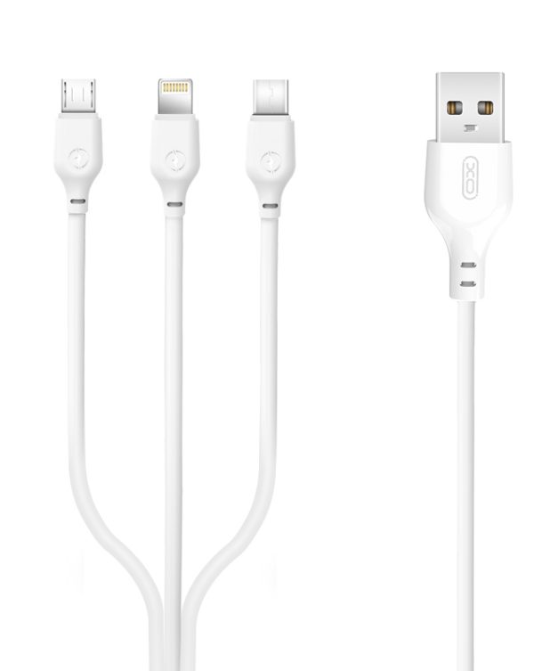 XO NB103 2.0A 3 σε 1 Καλώδιο USB Λευκό