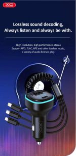 XO BCC07 Φορτιστής Αυτοκινήτου Bluetooth MP3 + 3 Καλώδια με Φώς - Image 8