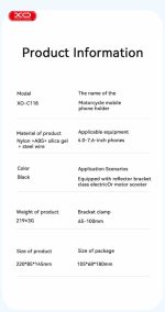 XO C118 Reflector holder type electric or motorized motorcycle 360° - Image 4