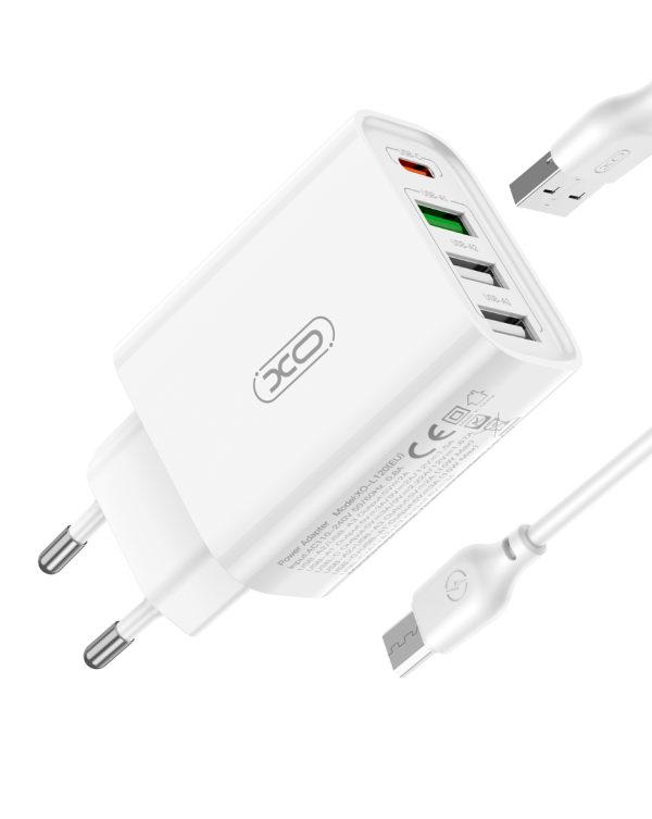 XO L120 (EU) Φορτιστής γρήγορης φόρτισης πολλαπλών θυρών με καλώδιο Micro (NB189A)