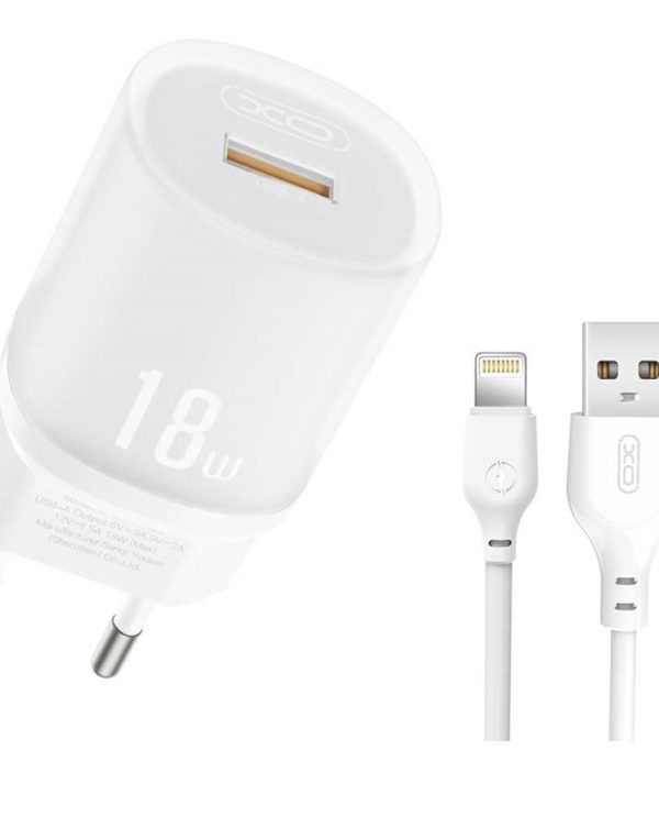 XO L157(EU) QC3.0 18W Φορτιστής με Καλώδιο Lightning Λευκό