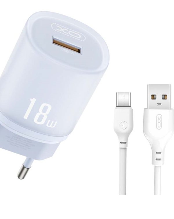 XO L157(EU) QC3.0 Φορτιστής 18W Καλώδιο TYPE-C Μπλε