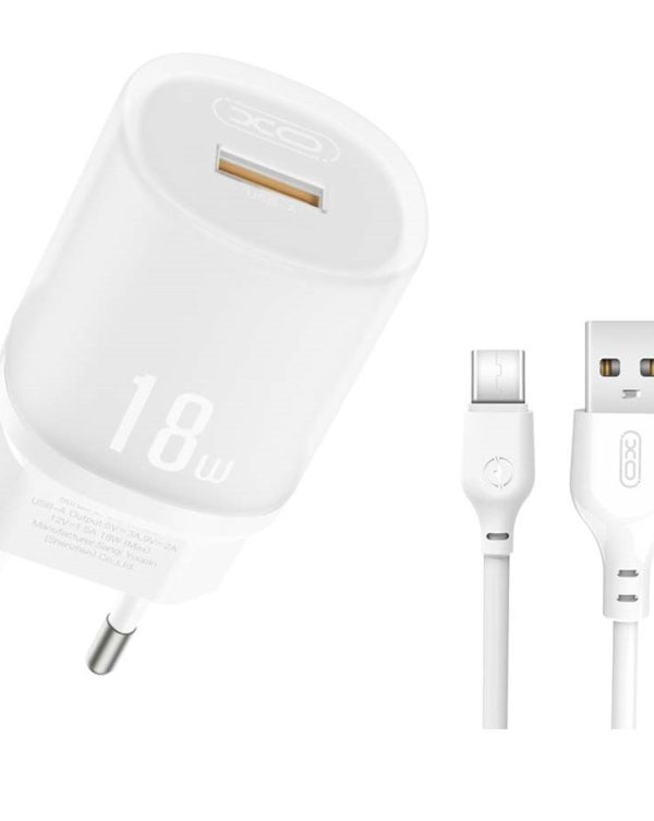 XO L157(EU) QC3.0 Φορτιστής 18W Καλώδιο TYPE-C Λευκό