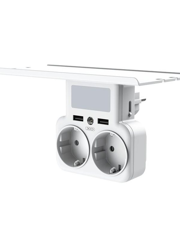 XO WL09 Πολύπριζο EU Smart Τοίχου με Βάση Κινητού και Νυχτερινό Φώς (2AC+2USB 2.4A) Άσπρο