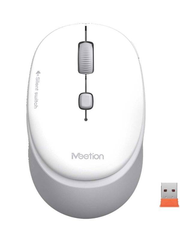 Meetion MT-R571 2.4G Ασύρματο Ποντίκι Λευκό & Γκρι