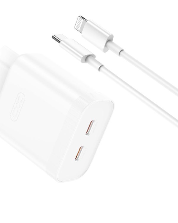 XO L105 (EU) 35W Διπλός Φορτιστής Γρήγορης Φόρτισης Type-c με Καλώδιο Lightning